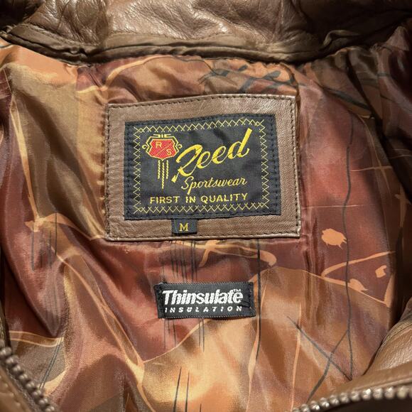 Reed Mens Jacket Vintage 100% Leather Bomber Flight Retro Casual Brown Medium KN - Picture 3 of 16